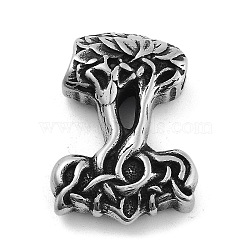 Viking 304 Stainless Steel Pendants, Tree of Life Charm, Antique Silver, 37.5x26.5x9.5mm, Hole: 4mm(STAS-N105-04N-AS)