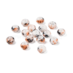 Opaque Spray Painted Glass Beads, Rondelle, Light Coral, 8x5mm, Hole: 2mm, about 1041pcs/500g(GLAA-G118-01Q)