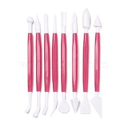 8Pcs Plastic Double Heads Modeling Clay Sculpting Tools Set, for Children DIY Pottery Clay Craft Supplies, Cerise, 14.4~15.6x0.8~1.6cm, 8pcs/set(TOOL-A011-02D)