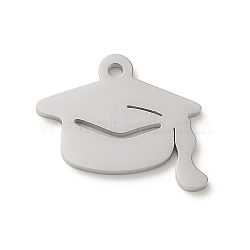 Non-Tarnish 304 Stainless Steel Pendants, Laser Cut, Graduation Hat Charm, Stainless Steel Color, 15x20x1.5mm, Hole: 1.8mm(STAS-K270-22P)