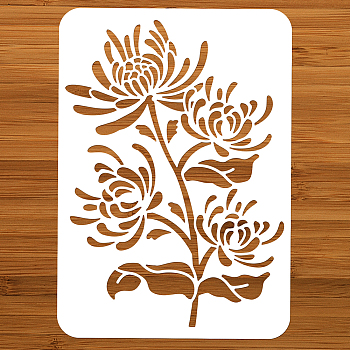 PET Hollow Out Drawing Painting Stencils, for DIY Scrapbook, Photo Album, Chrysanthemum, 297x210mm