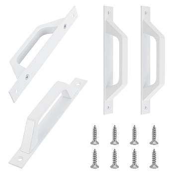 4Pcs Aluminum Alloy Cabinet Door Knobs, Kitchen Drawer Pulls Cabinet Handles, with 8Pcs Screws, White, 201x23.5x44mm