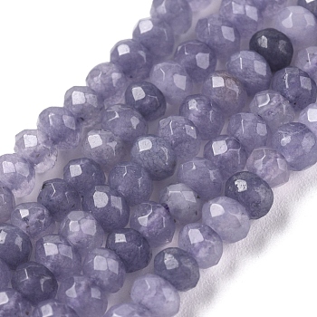 Dyed Natural Malaysia Jade Rondelle Beads Strands, Faceted, Slate Blue, 4x2~3mm, Hole: 1mm, about 115pcs/strand, 14 inch