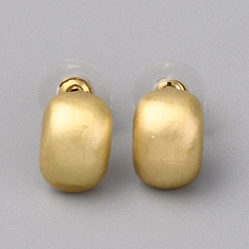 Alloy Oval Stud Earrings, with 925 Sterling Silver Pins, Golden, 14x9.5mm