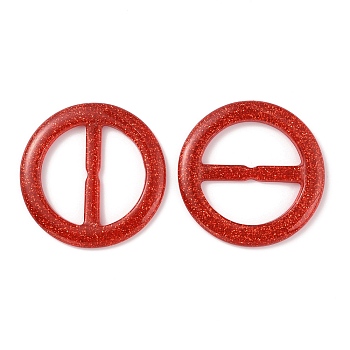 Flat Round Resin Buckle Clasps, with Glitter Powder, For Webbing, Strapping Bags, Garment Accessories, FireBrick, 41.5x3.5mm
