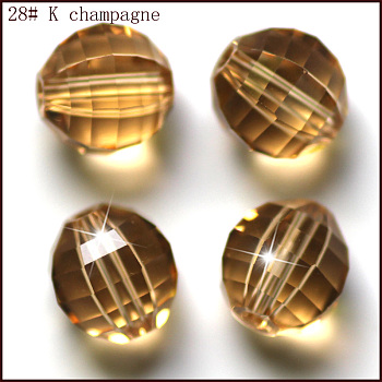 Imitation Austrian Crystal Beads, Grade AAA, Faceted, Round, Gold, 6mm, Hole: 0.7~0.9mm