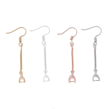 12Pairs 4 Colors Brass Real 18K Gold & Rose Gold & Platinum & Silver Plated Earring Hooks, Mixed Color, 45mm, Pin: 0.5mm, 3pair/color