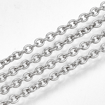 304 Stainless Steel Cable Chains, Soldered, with Spool, Oval, Stainless Steel Color, 2.5x2x0.5mm, about 49.21 Feet(15m)/roll