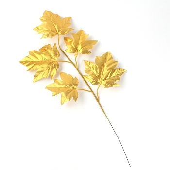 Plastic Artificial Leaf, Maple Leaf, Gold, 496~510x238~255x3mm