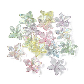 Transparent Acrylic Bead Caps, Mixed Color, 21.5x21.5x6.5mm, Hole: 2mm, 1351pcs/500g