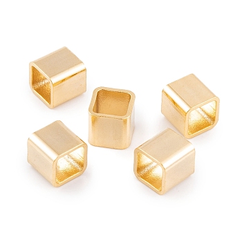 304 Stainless Steel European Beads, Large Hole Beads, Cube, Golden, 5x5x5mm, Hole: 4x4mm