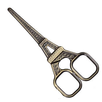 Iron Scissors, Eiffel Tower Shape, for Sewing Needlework Embroidery Cross-Stitch, Antique Bronze, 10.8cm