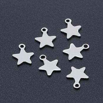 201 Stainless Steel Laser Cut Charms, Blank Stamping Tag, Star, Stainless Steel Color, 10x8.5x1mm, Hole: 1.4mm