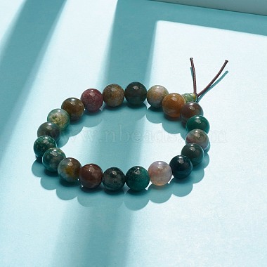 Natural Indian Agate Round Beads Stretch Bracelet(BJEW-JB07235-03)-2