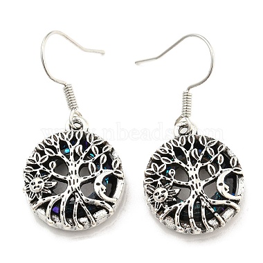 Alloy Tree of Life Dangle Earrings with Glass for Women(EJEW-C061-02AS)-2