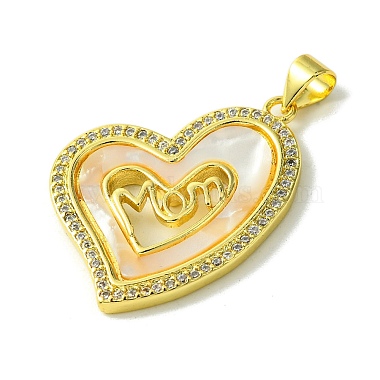 Mother's Day Real 18K Gold Plated Brass Micro Pave Clear Cubic Zirconia Pendants(KK-H472-13G-01)-2
