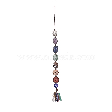 7 Chakra Nuggets Natural Gemstone Pocket Pendant Decorations(HJEW-JM01049-03)-2