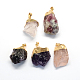 Plated Natural Crystal Pendants and Labradorite Pendants with Golden Tone Brass Findings(G-R275-18)-1