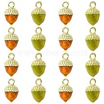 10Pcs 2 Colors Alloy Enamel Charms, Golden, Pine Cone Charms, Mixed Color, 14~14.5x8mm, Hole: 2~2.4mm, 5pcs/color(ENAM-CJ0005-61)
