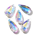 Glass Pendants, Teardrop, AB Color, Faceted, Clear AB, 24x12x5.5mm, Hole: 1.4mm(X-GLAA-I057-09A)