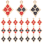 30Pcs 3 Colors Alloy Enamel Pendants, Playing Card Charm, Diamonds with Hearts Diamonds Clubs Spades, Mixed Color, 26x17x2mm, Hole: 2mm, 10pcs/color(ENAM-WR0001-12)