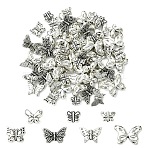 70Pcs 7 Styles Tibetan Style Alloy Beads, Butterfly, Antique Silver, 8~15x8~20.5x3.5~6.5mm, Hole: 0.7~1.8mm, 10pcs/style(FIND-YW0009-53)