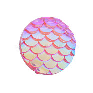Resin Cabochons, Flat Round with Mermaid Fish Scale, Plum, 12x3mm(CRES-Q191-HA023-7)
