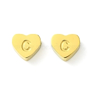 Ion Plating(IP) 316 Surgical Stainless Steel Beads, Love Heart with Letter Bead, Real 18K Gold Plated, Letter C, 5.5x6.5x2.5mm, Hole: 1.4mm(STAS-R230-01C-G)