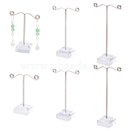 Iron Earring Display Frame, with Acrylic Chassis, Platinum, 3x6.4x8.2~12.1cm, 3pcs/set(EDIS-WH0006-19)