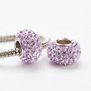 Austrian Crystal European Beads, Large Hole Beads, 925 Sterling Silver Core, Rondelle, 371_Violet, 11~12x7.5mm, Hole: 4.5mm(STER-E049-E18)