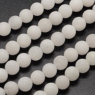 Natural White Jade Beads Strands, Frosted, Round, 4mm, Hole: 0.8mm, about 90pcs/strand, 14.1 inch(G-D671-4mm)