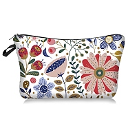 Flower Pattern Polyester Waterpoof Makeup Storage Bag, Multi-functional Travel Toilet Bag, Clutch Bag with Zipper for Women, Colorful, 22x13.5cm(PW-WG57471-03)