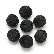 Flocky Acrylic Beads, Round, Black, 8mm, Hole: 1.5mm, about 1800pcs/500g(MACR-S270-8mm-01)