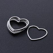 201 Stainless Steel Linking Rings, Laser Cut, Heart, Stainless Steel Color, 18x20x1mm, Inner Size: 14x18mm(STAS-S105-T940-1)