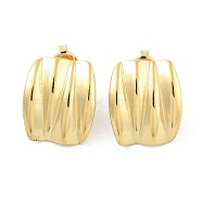304 Stainless Steel Stud Earrings, Curved Rectangle, Real 14K Gold Plated, 18.5x15.5mm(EJEW-P258-19G)