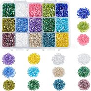 Nbeads 300g 15 Colors 11/0 Two Cut Glass Seed Beads, Hexagon, Mixed Style, Mixed Color, 2.2mm, Hole: 0.5mm, 20g/color(SEED-NB0001-28)