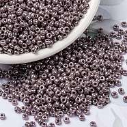 MIYUKI Round Rocailles Beads, Japanese Seed Beads, (RR437) Opaque Mauve Luster, 8/0, 3mm, Hole: 1mm, about 422~455pcs/10g(X-SEED-G008-RR0437)