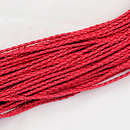 Braided Imitation Leather Cords, Round Bracelet Findings, Crimson, 3x3mm, about 103.89 yards(95m)/bundle(LC-S005-001)