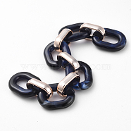 Imitation Gemstone Style Acrylic Handmade Cable Chains, with Rose Gold Plated CCB Plastic Linking Ring, Oval, Dark Blue, 39.37 inch(100cm), Link: 23.5x17.5x4.5mm and 18.5x11.5x4.5mm, 1m/strand(AJEW-JB00517-07)