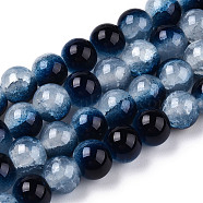 Crackle Baking Painted Imitation Jade Glass Beads Strands, Round, Midnight Blue, 8mm, Hole: 1.5mm, about 104~108pcs/strand, 29.72 inch~30.91 inch(75.5~78.5cm)(X1-DGLA-T003-8mm-15)