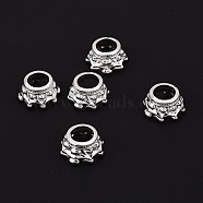 Alloy Bead Cones, Crown, Silver Color Plated, 14x10x7mm, Hole: 5x7mm(X-PALLOY-M020-01S)