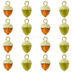10Pcs 2 Colors Alloy Enamel Charms, Golden, Pine Cone Charms, Mixed Color, 14~14.5x8mm, Hole: 2~2.4mm, 5pcs/color(ENAM-CJ0005-61)
