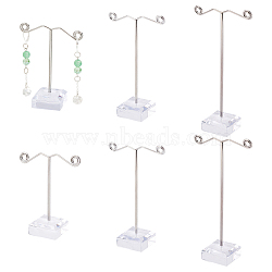 Iron Earring Display Frame, with Acrylic Chassis, Platinum, 3x6.4x8.2~12.1cm, 3pcs/set(EDIS-WH0006-19)