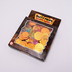 Plastic Game Props Set, with Plastic Coins, Plastic Stones, Gold, 11~18x14~25x26~39x2.3mm, Box: 22x16x2.5cm(AJEW-WH0017-24)