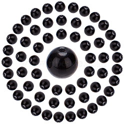 SUNNYCLUE 100Pcs Cat Eye Beads, Round, Black, 8mm, Hole: 1.2mm(GLAA-SC0001-47B-01)