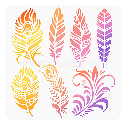 PET Hollow Out Drawing Painting Stencils, for DIY Scrapbook, Photo Album, Feather Pattern, 30x30cm(DIY-WH0391-0116)