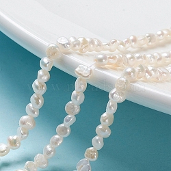 Natural Cultured Freshwater Pearl Beads Strands, Two Sides Polished, Nuggets, Antique White, 3.5~4.5x2.5~3x3~3.5mm, Hole: 0.5mm, about 48pcs/strand, 6.61 inch(16.8cm)(PEAR-I004-08C)