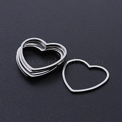 Non-Tarnish 201 Stainless Steel Linking Rings, Laser Cut, Heart, Stainless Steel Color, 18x20x1mm, Inner Size: 14x18mm(STAS-S105-T940-1)