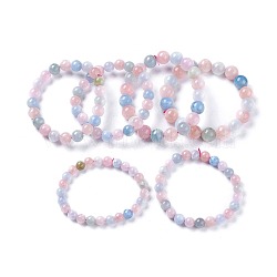 Natural Morganite Stretch Bracelets, Round, 1-7/8 inch~2-1/4 inch(4.8~5.7cm), Beads: 7~11mm, about 9pcs bracelets/230g(BJEW-F388-02)