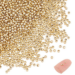 304 Stainless Steel Beads, Hollow Round, Golden, 2x2mm, Hole: 0.8mm, 1000pcs/box(STAS-UN0043-04)